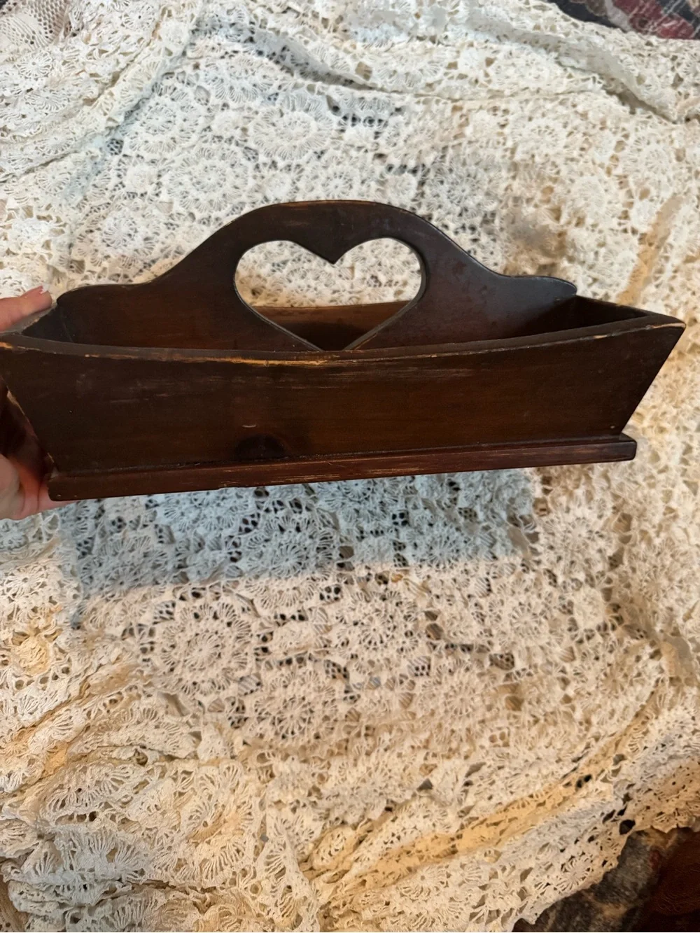Vintage Wooden Caddy in Dark Brown